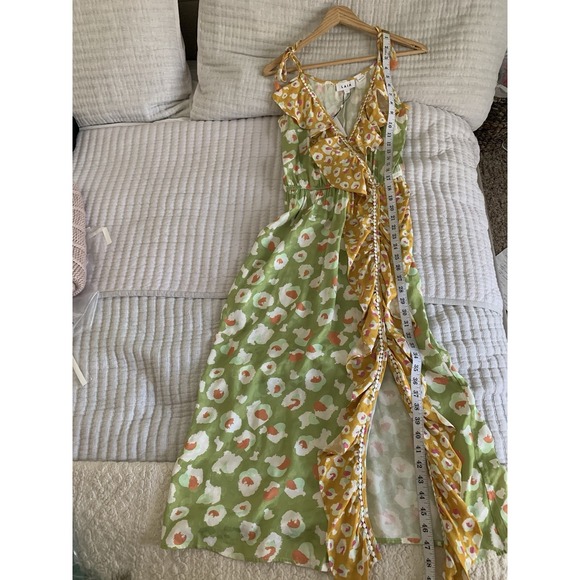 NWTAnthropologie LAIA Dress Sz S Colorful Animal Print Faux Wrap Ruffle Tassels - Picture 8 of 8